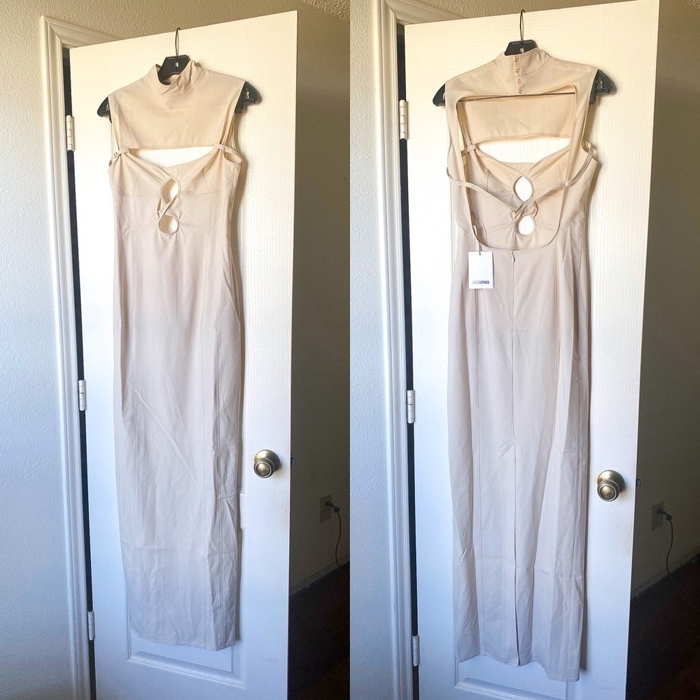 Jacquemus La Robe Palmi Wool Cut-Out Maxi Dress Off-White Size 38‎ NWT - Picture 2 of 11